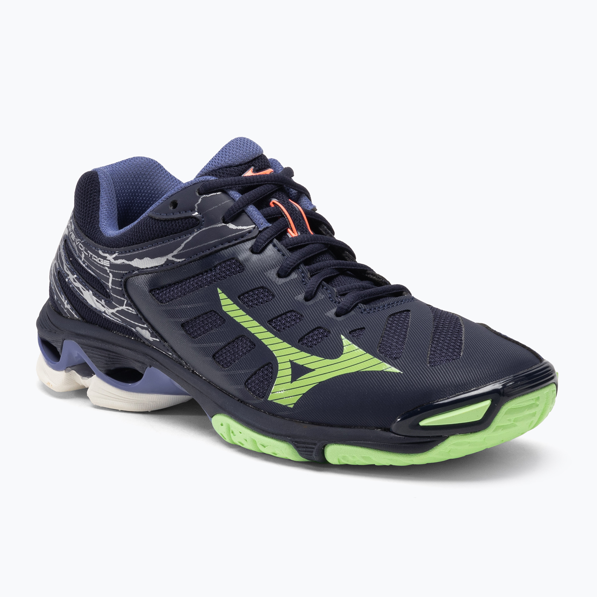 29%-kal olcsóbban.  Férfi röplabda cipő Mizuno Wave Voltage esti kék / tech zöld / lolite. Méret: 40.5 EU