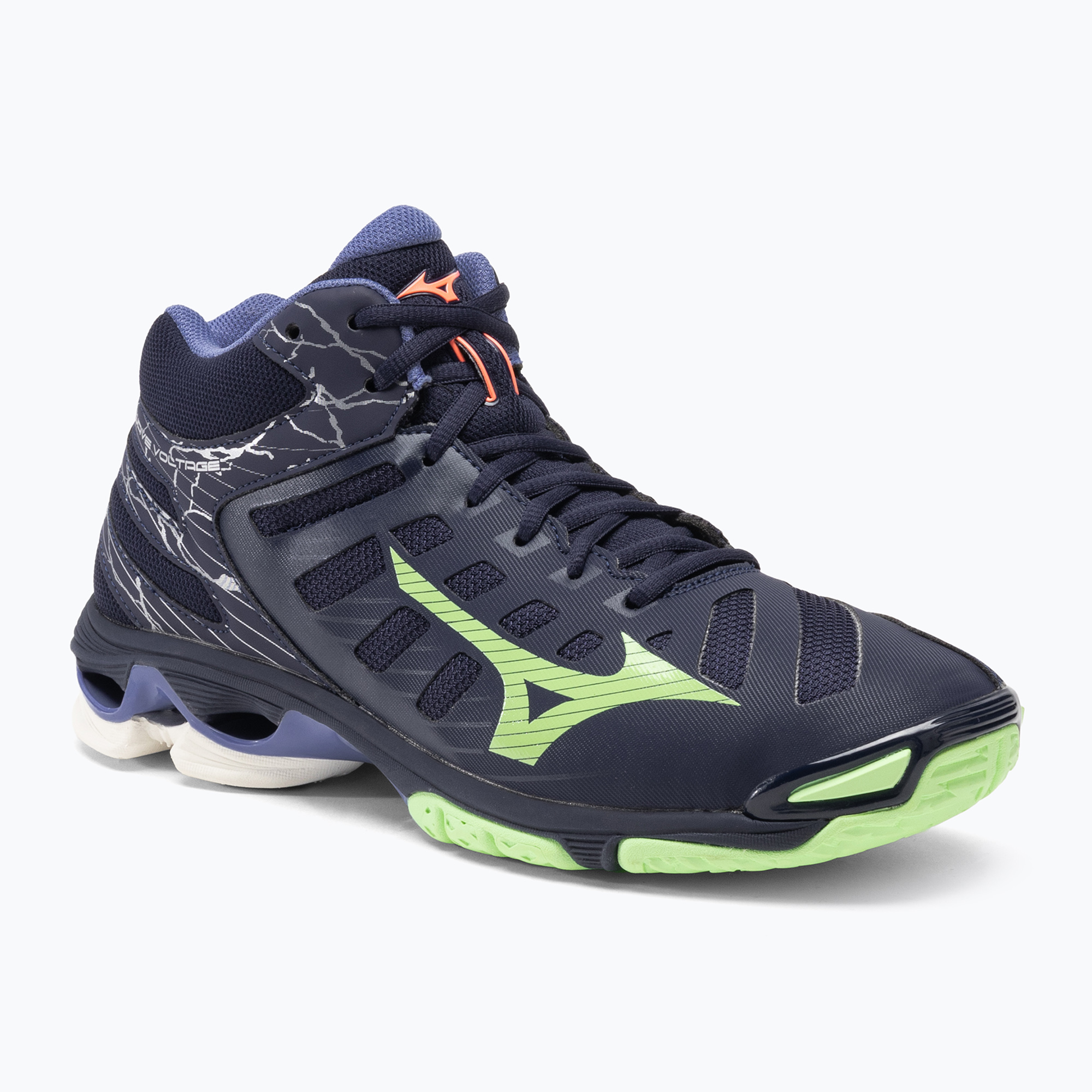 27%-kal olcsóbban.  Férfi röplabda cipő Mizuno Wave Voltage Mid esti kék / tech zöld / lolite. Méret: 39 EU