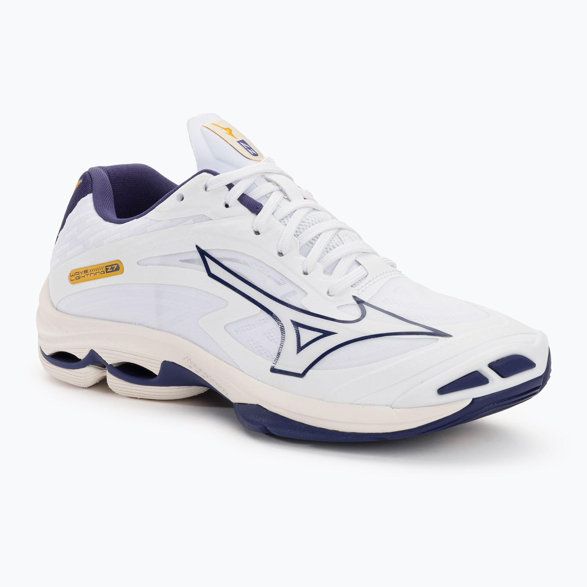 31%-kal olcsóbban.  Férfi röplabda cipő Mizuno Wave Lightning Z7 fehér / kék szalag / mp arany. Méret: 40 EU