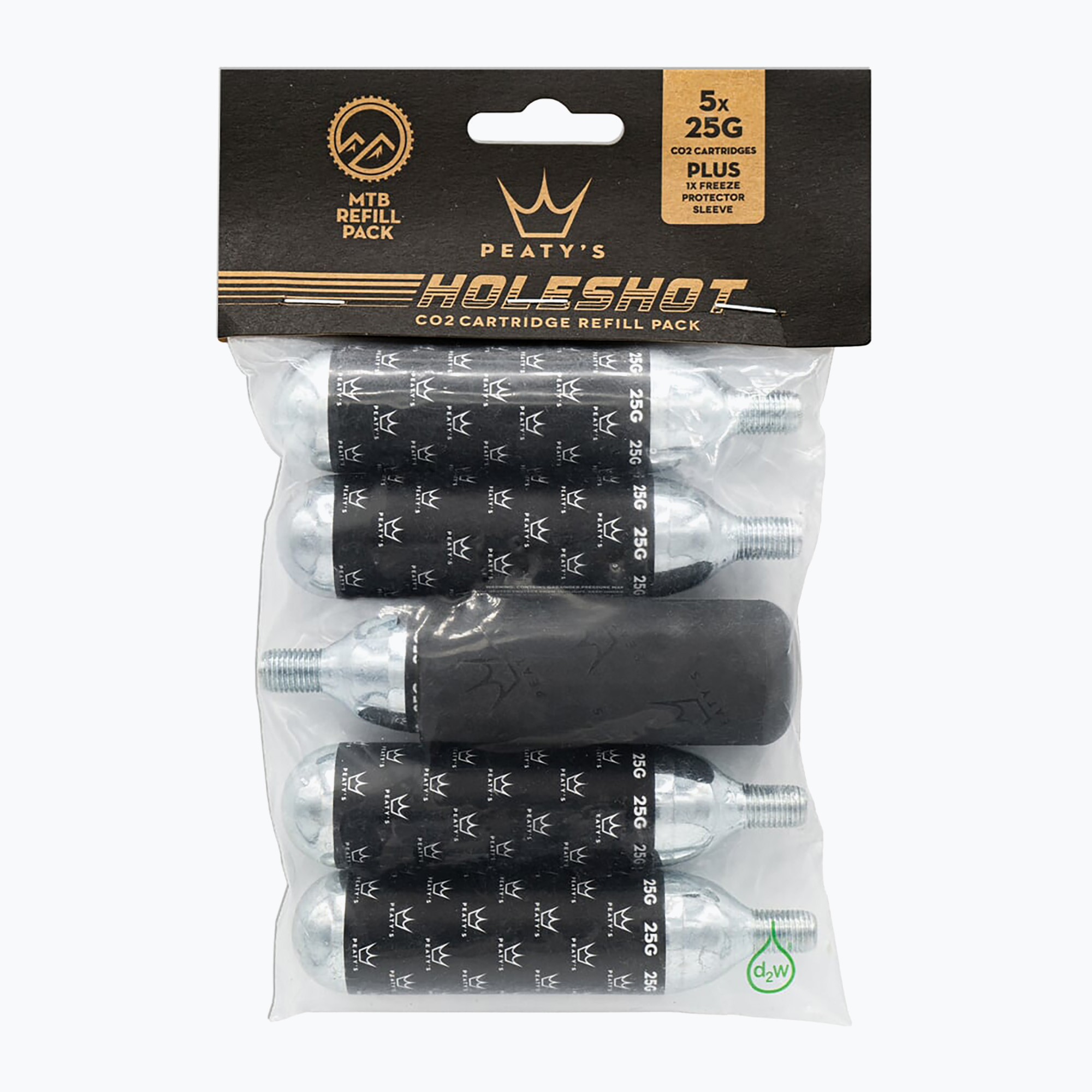 15%-kal olcsóbban.  Gázpatronok Peaty's Holeshot CO2 kerékpárszivattyúhoz - MTB 25 g 5 db.. Méret: 5 X 25G