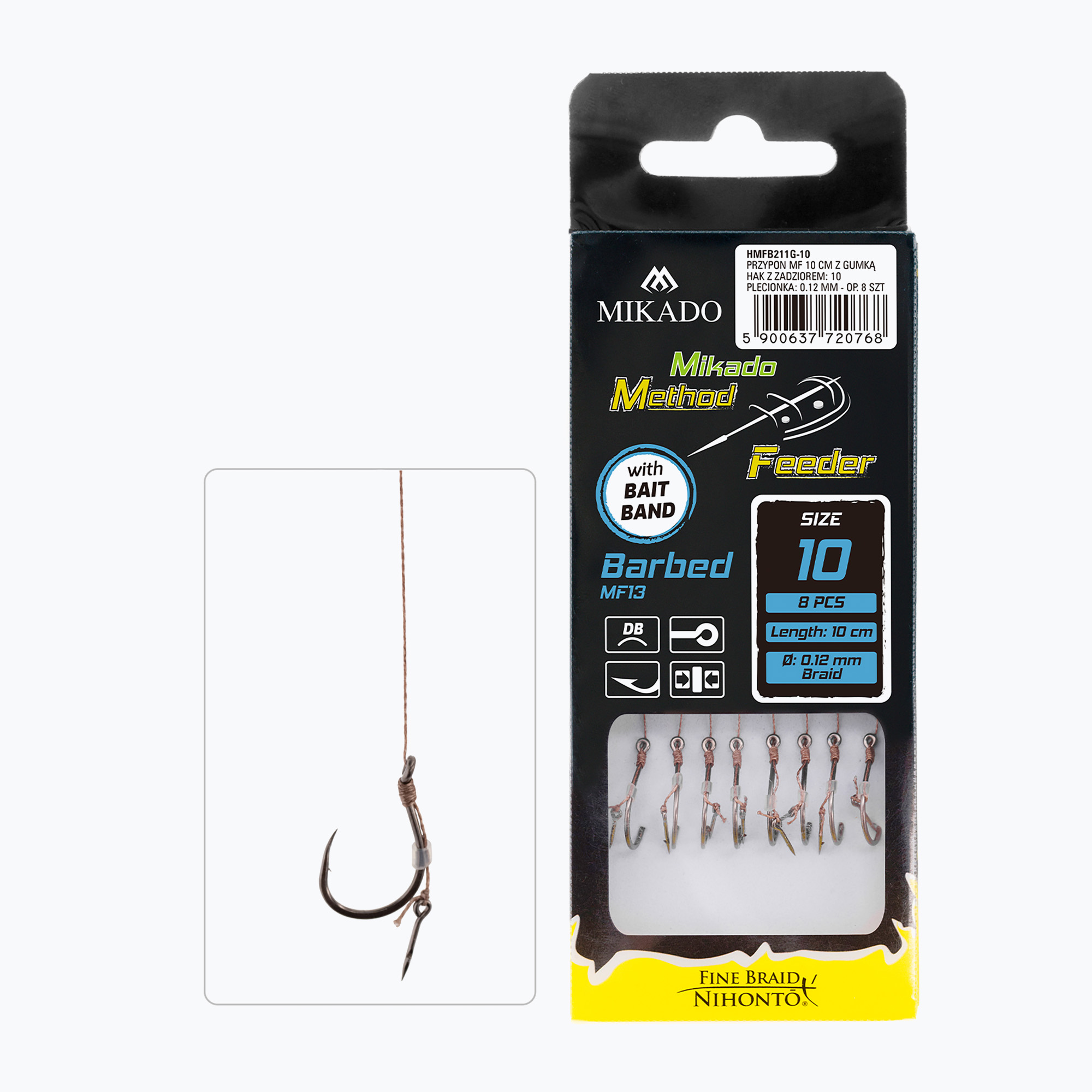 Mikado methode leader 8db horog nélküli horog barna HMFB213I. Méret: 12 / 0.12 mm / 10 cm