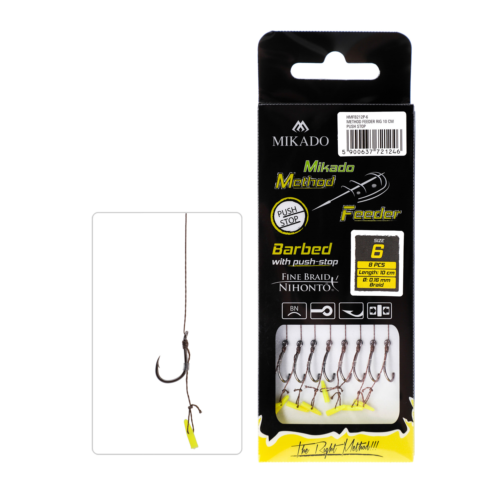 8%-kal olcsóbban.  Mikado metódusú előke push stop horoggal + fonott zsinór 8db barna HMFB212P. Méret: 10 / 0.12 mm / 10 cm
