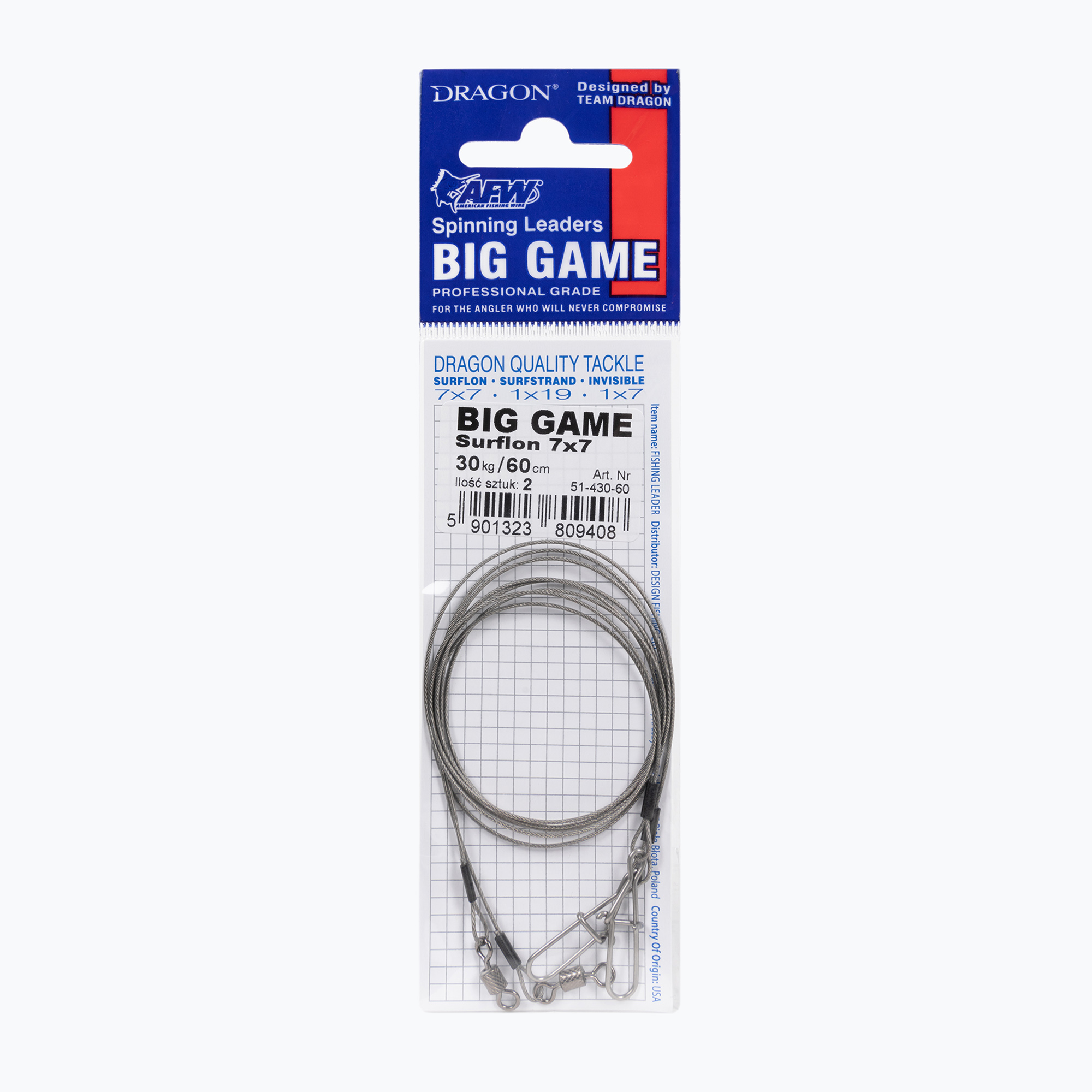 Dragon Wire 1x7 Big Game fonóelőke 2 db ezüst PDF-.51-430. Méret: 60 cm / 30 kg