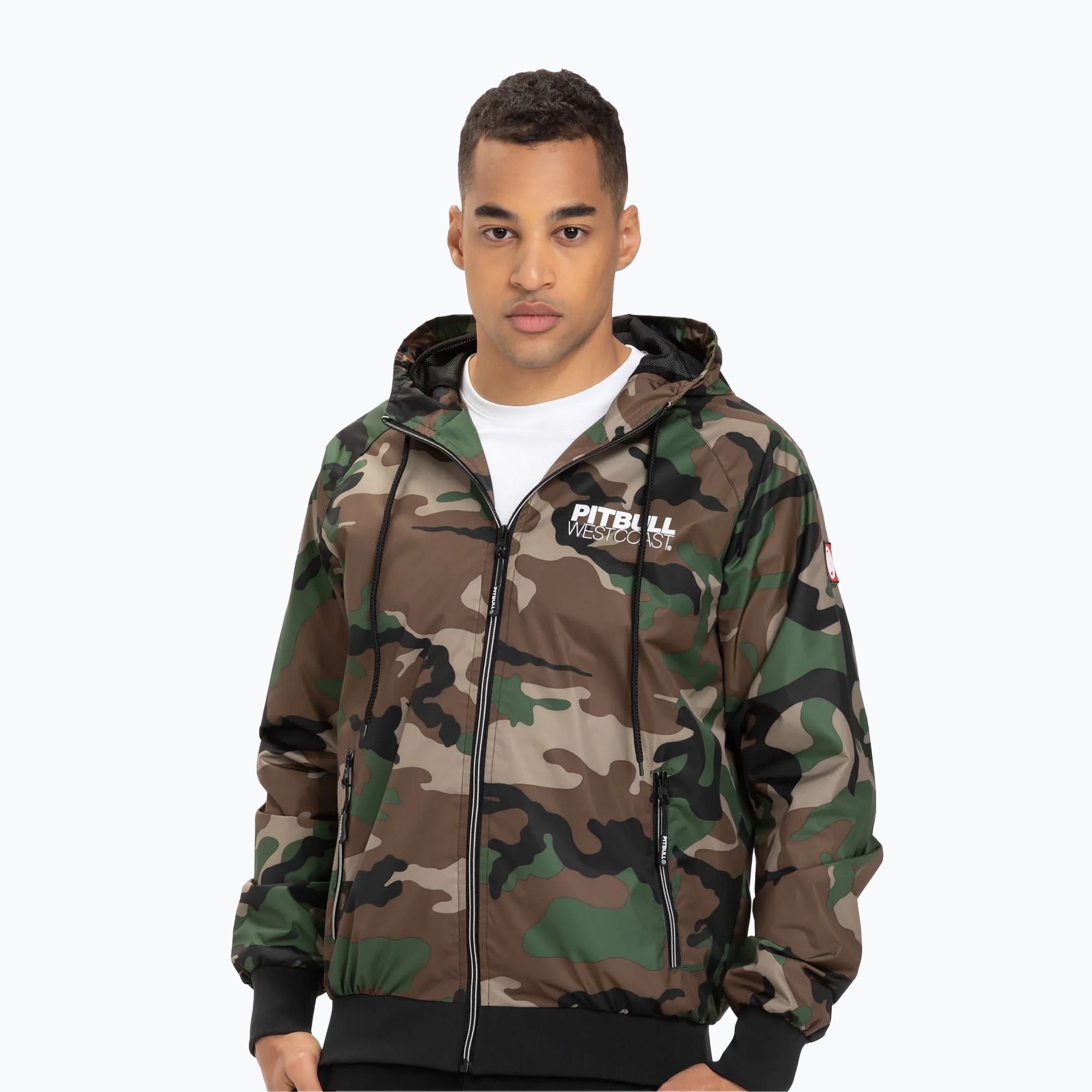 15%-kal olcsóbban.  Férfi Pitbull West Coast Athletic kapucnis nylon woodland camo kabát. Méret: S