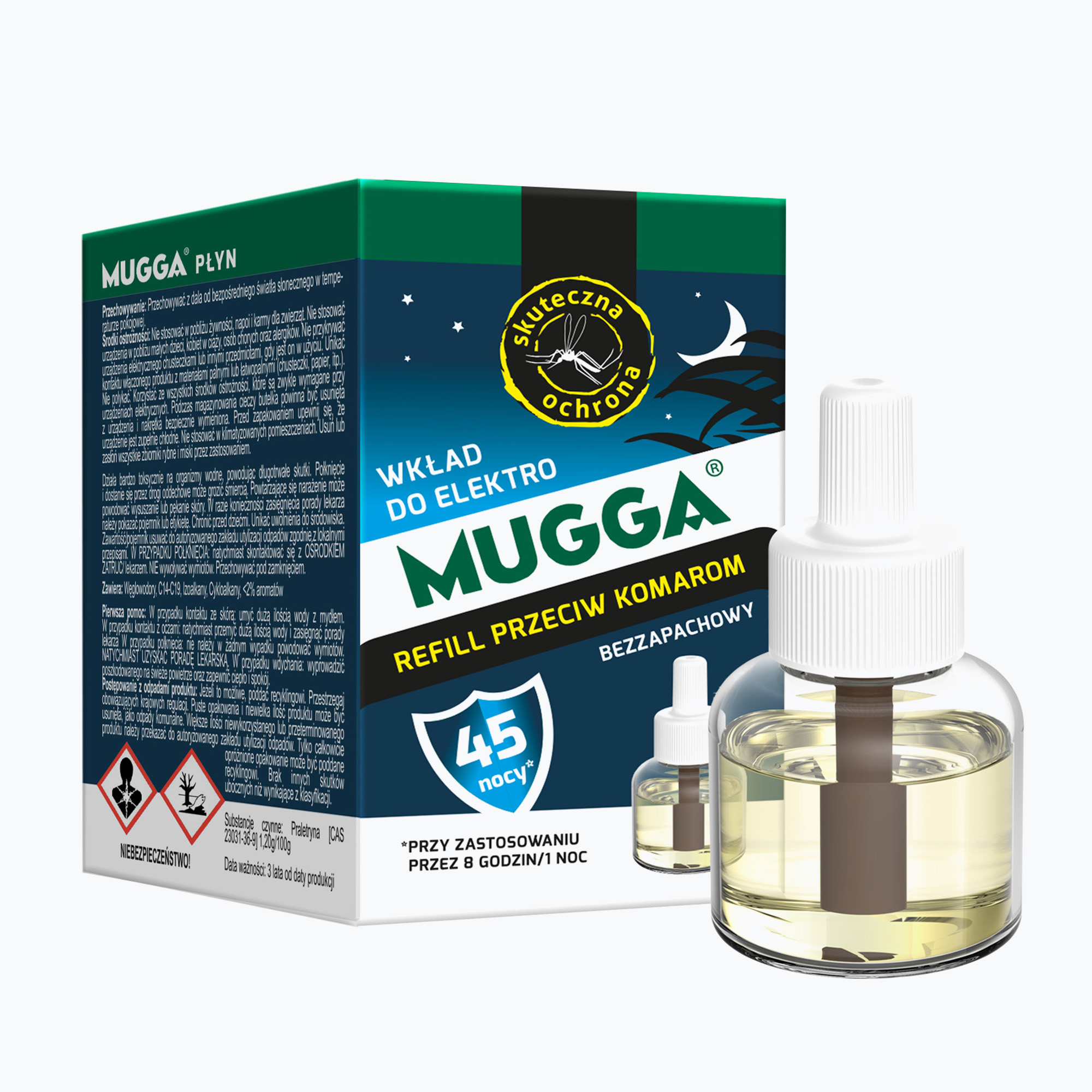 20%-kal olcsóbban.  Mugga 45 éjszakai elektromos szúnyogriasztó utántöltő. Méret: 35 ml