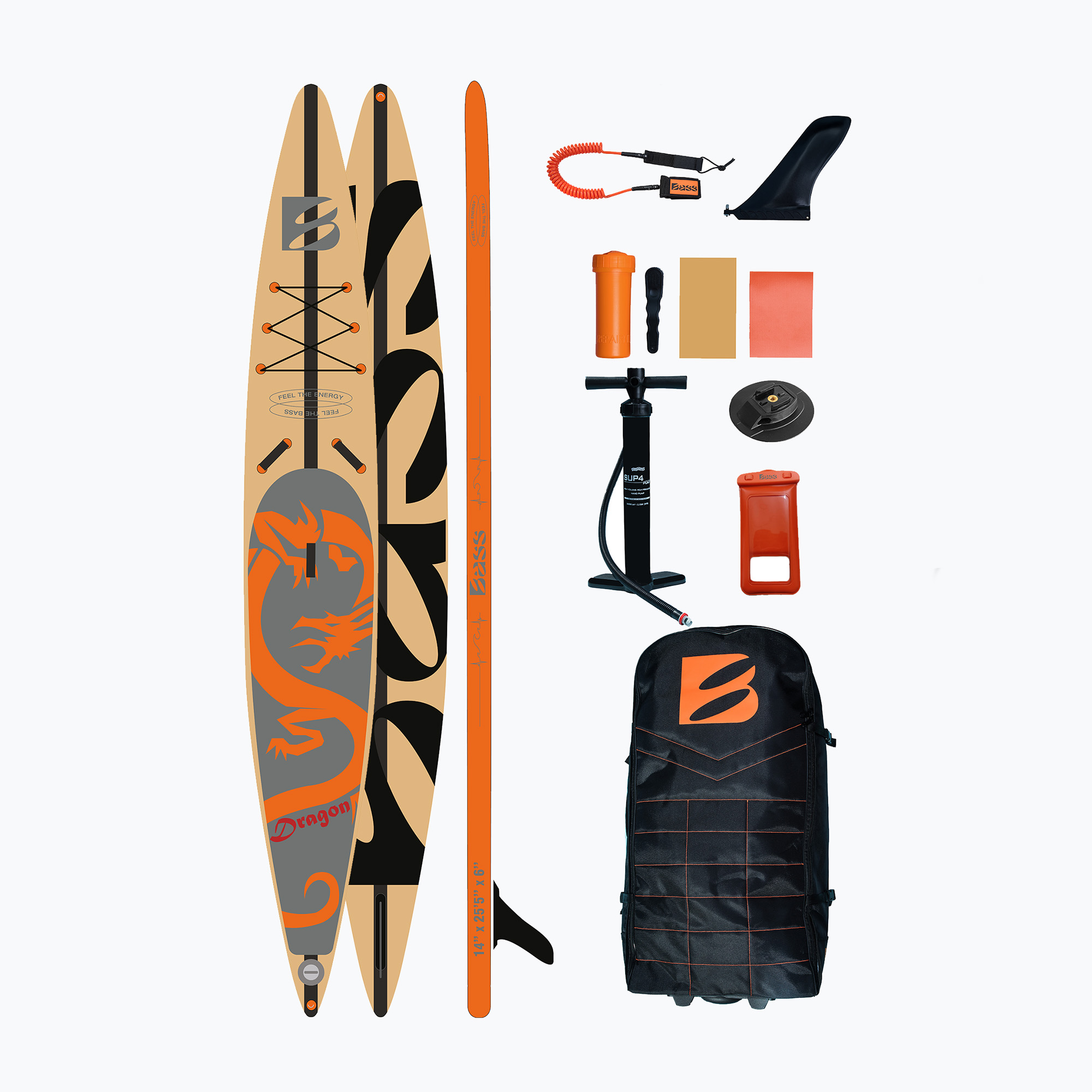 24%-kal olcsóbban.  SUP deszka Bass Dragon 14'0" narancssárga. Méret: 14’ x 25.5” x 6”
