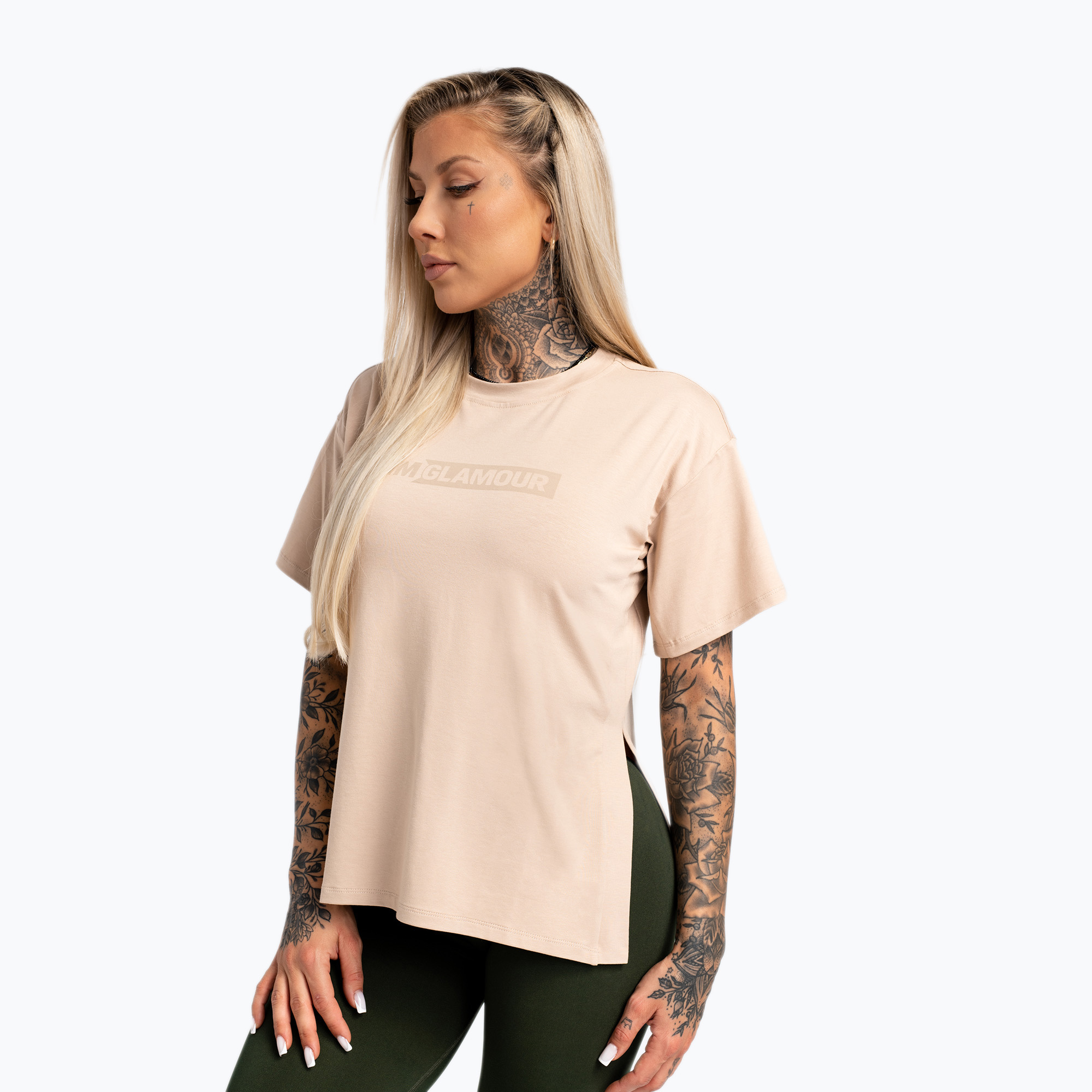 15%-kal olcsóbban.  Női edzőpóló Gym Glamour Glamour Glamour Beige 419. Méret: XS