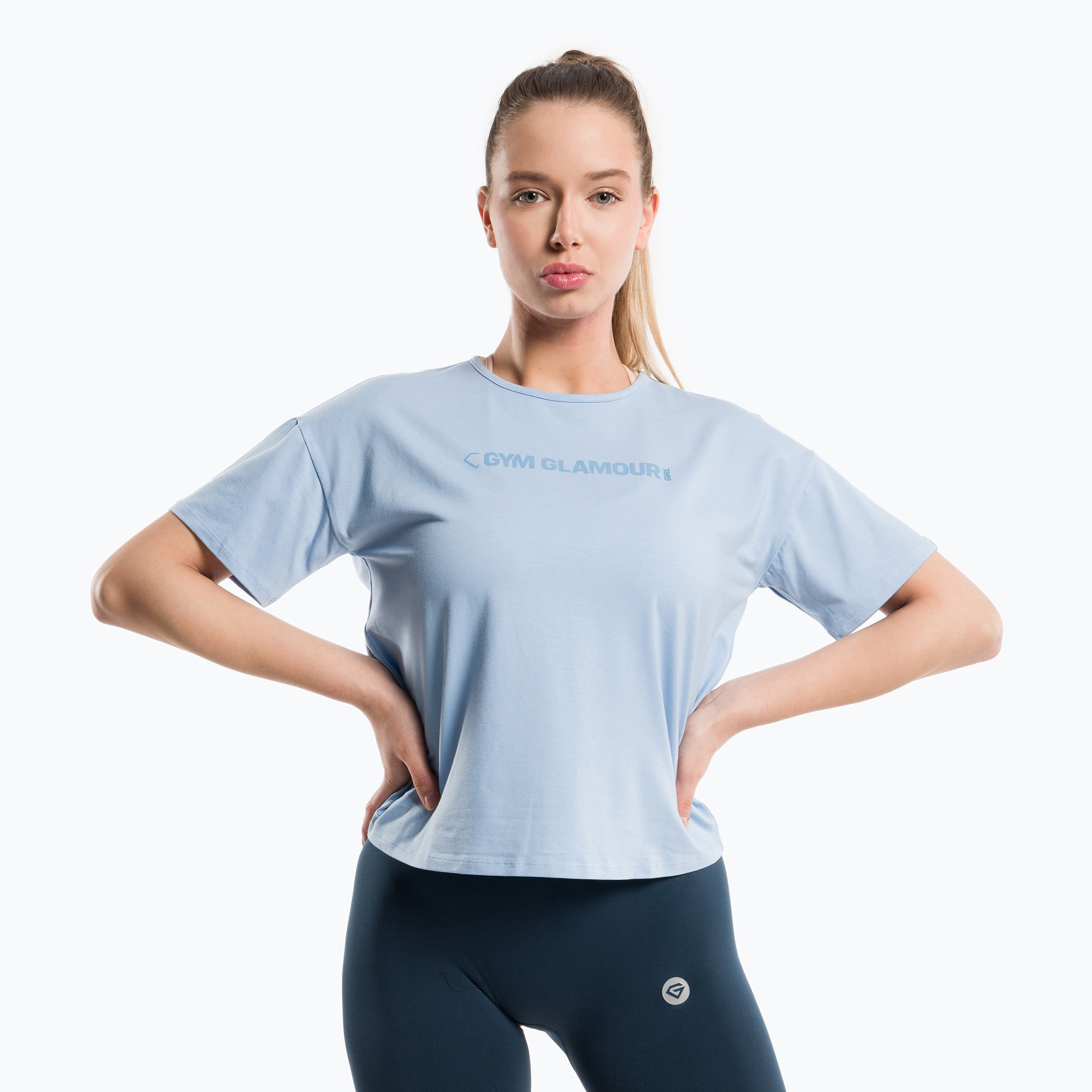 15%-kal olcsóbban.  Női tréning póló Gym Glamour V Kék 422. Méret: XS