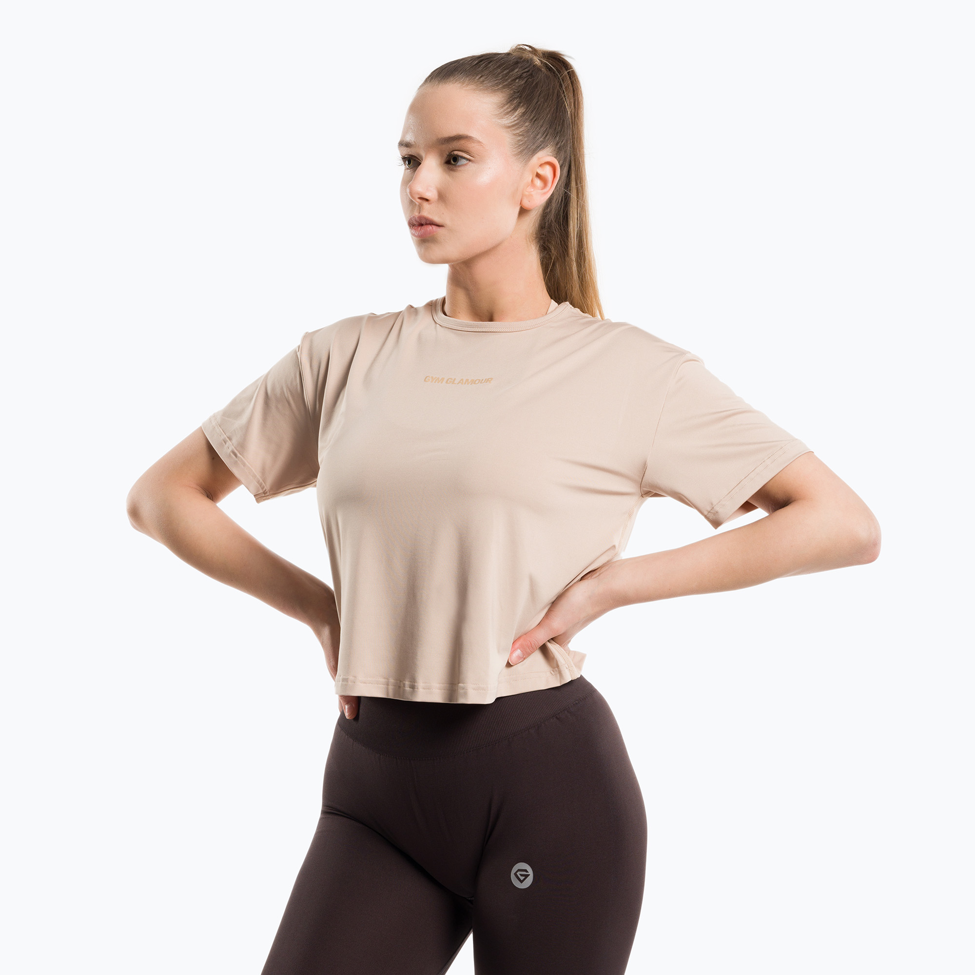 15%-kal olcsóbban.  Női edzőpóló Gym Glamour Sport Bézs 427. Méret: L