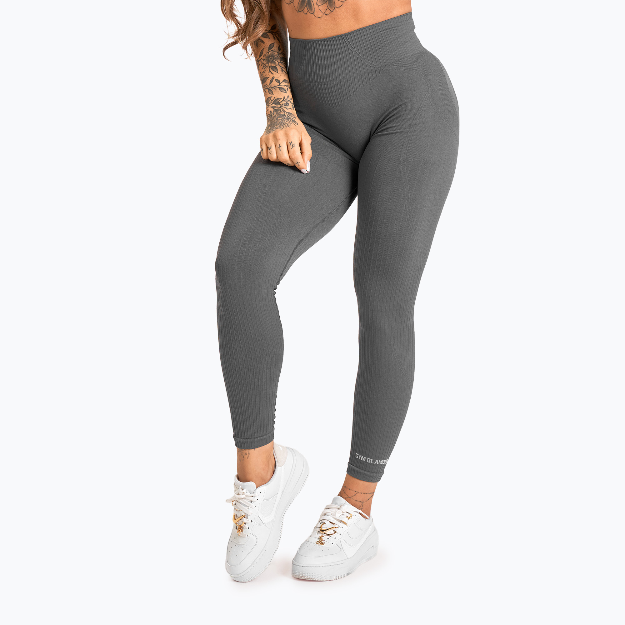 19%-kal olcsóbban.  Női edző leggings Gym Glamour Push Up 2.0 sötét ezüst. Méret: M