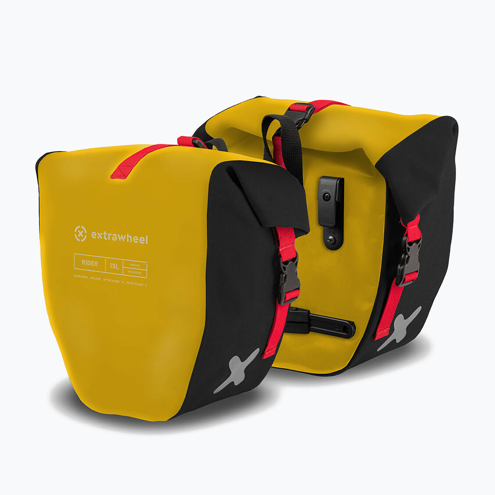 21%-kal olcsóbban.  Extrawheel Rider 15L kerékpáros csomagtartó 2 db fekete/sárga E0136. Méret: 30 l