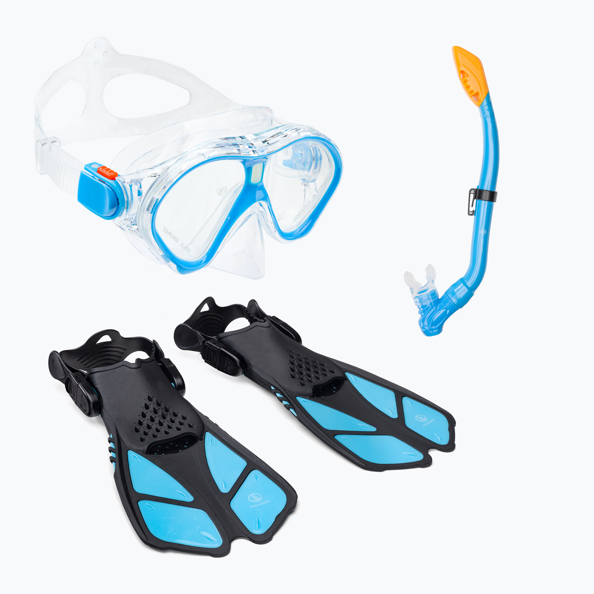 41%-kal olcsóbban.  AQUASTIC kék gyerek snorkeling szett Maszk + Uszony + Pipa MSFK-01SN. Méret: OS