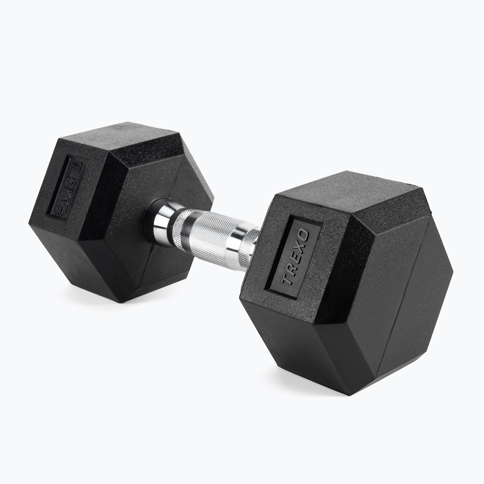 20%-kal olcsóbban.  TREXO Hex gumírozott súlyzó 7.5 kg HXD75. Méret: 7.5 kg