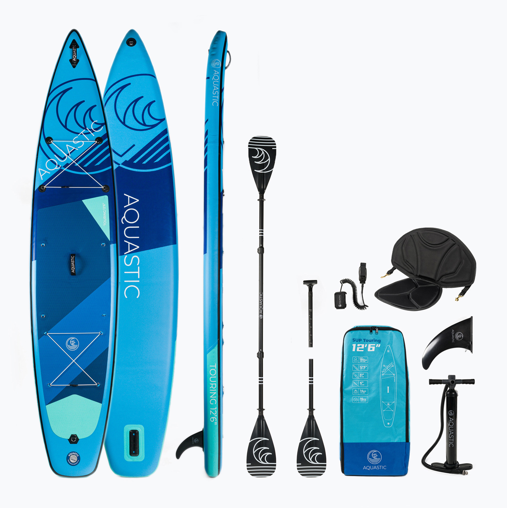 30%-kal olcsóbban.  SUP AQUASTIC Touring deszka 12'6" kék AQS-SUP005. Méret: 12'6"