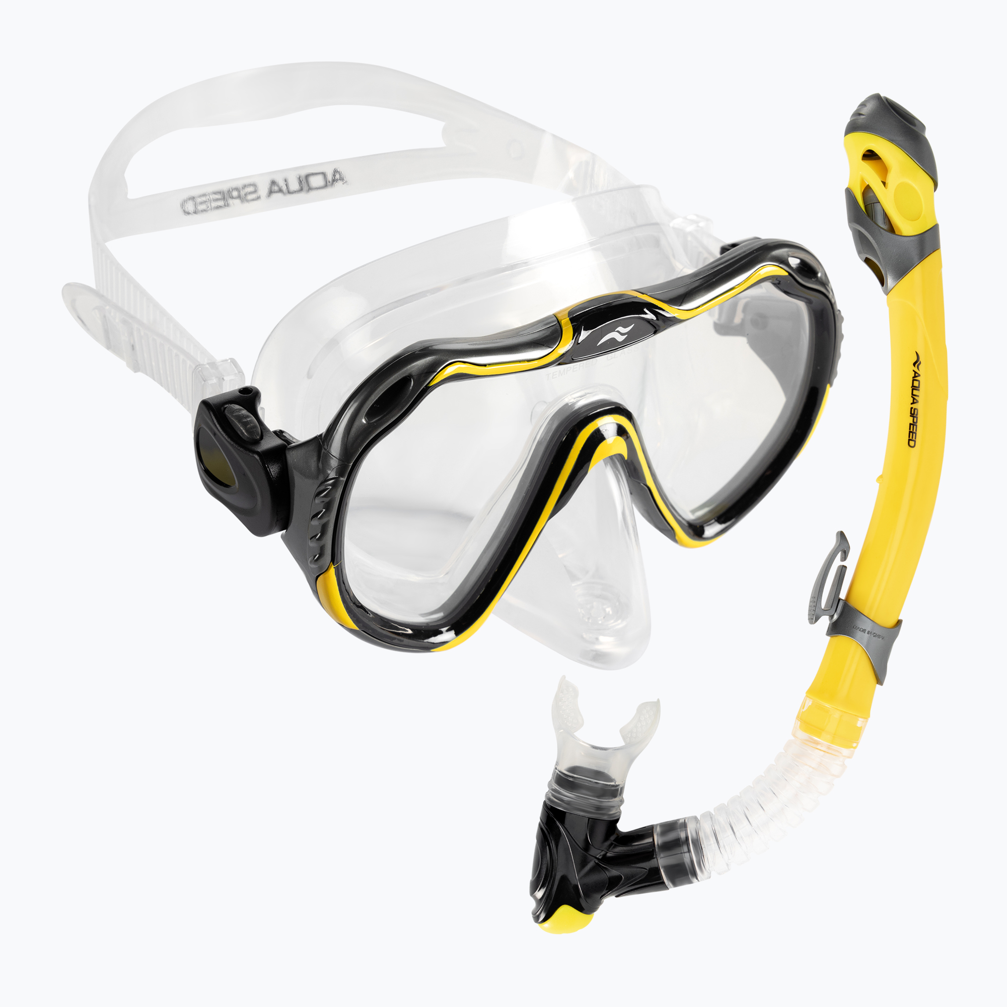 AQUA-SPEED Java + Elba maszk + snorkel búvárszett sárga 8206. Méret: OS
