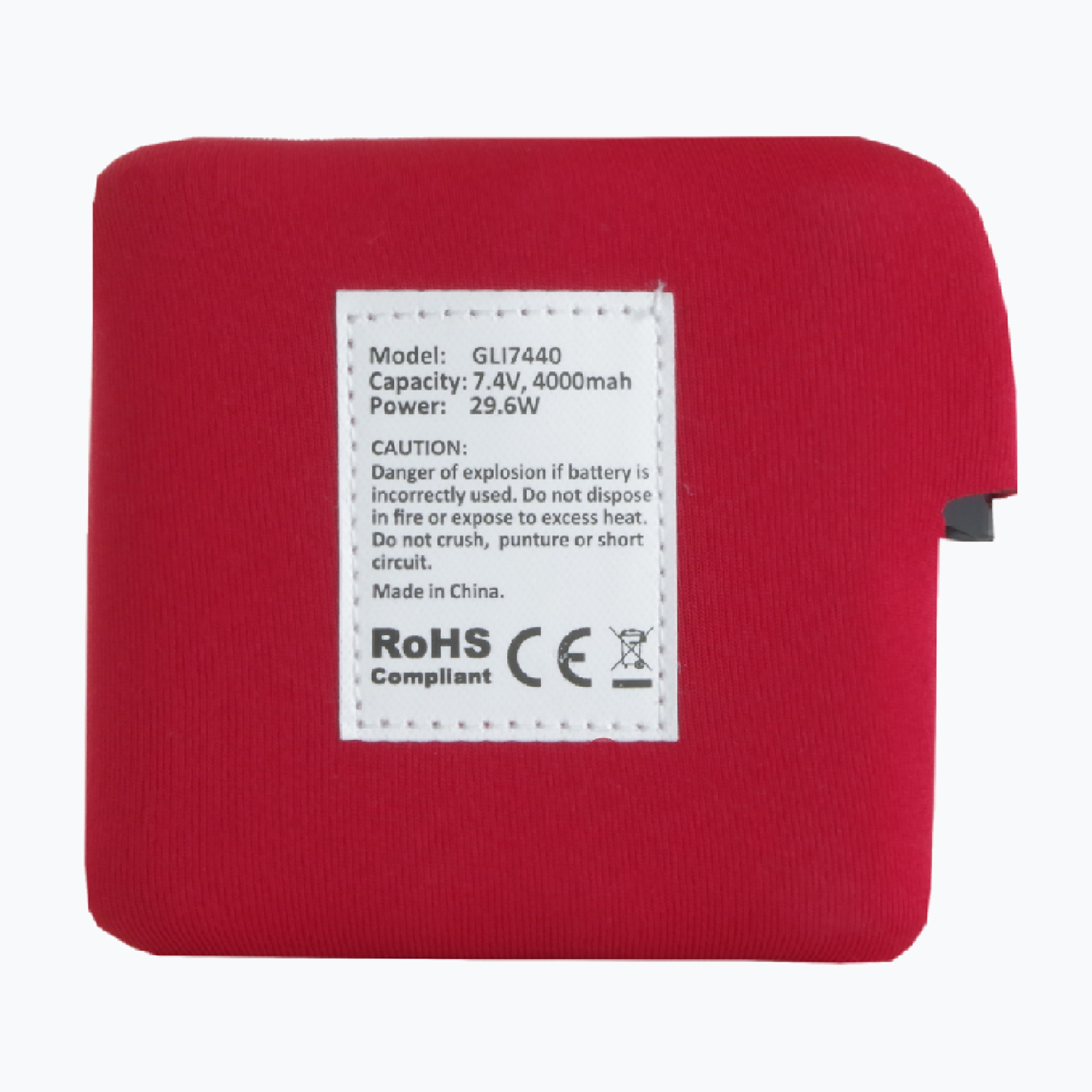 Akkumulátor a Glovia fűthető mellényhez GLI7440 red. Méret: 85 x 75 x 20 mm