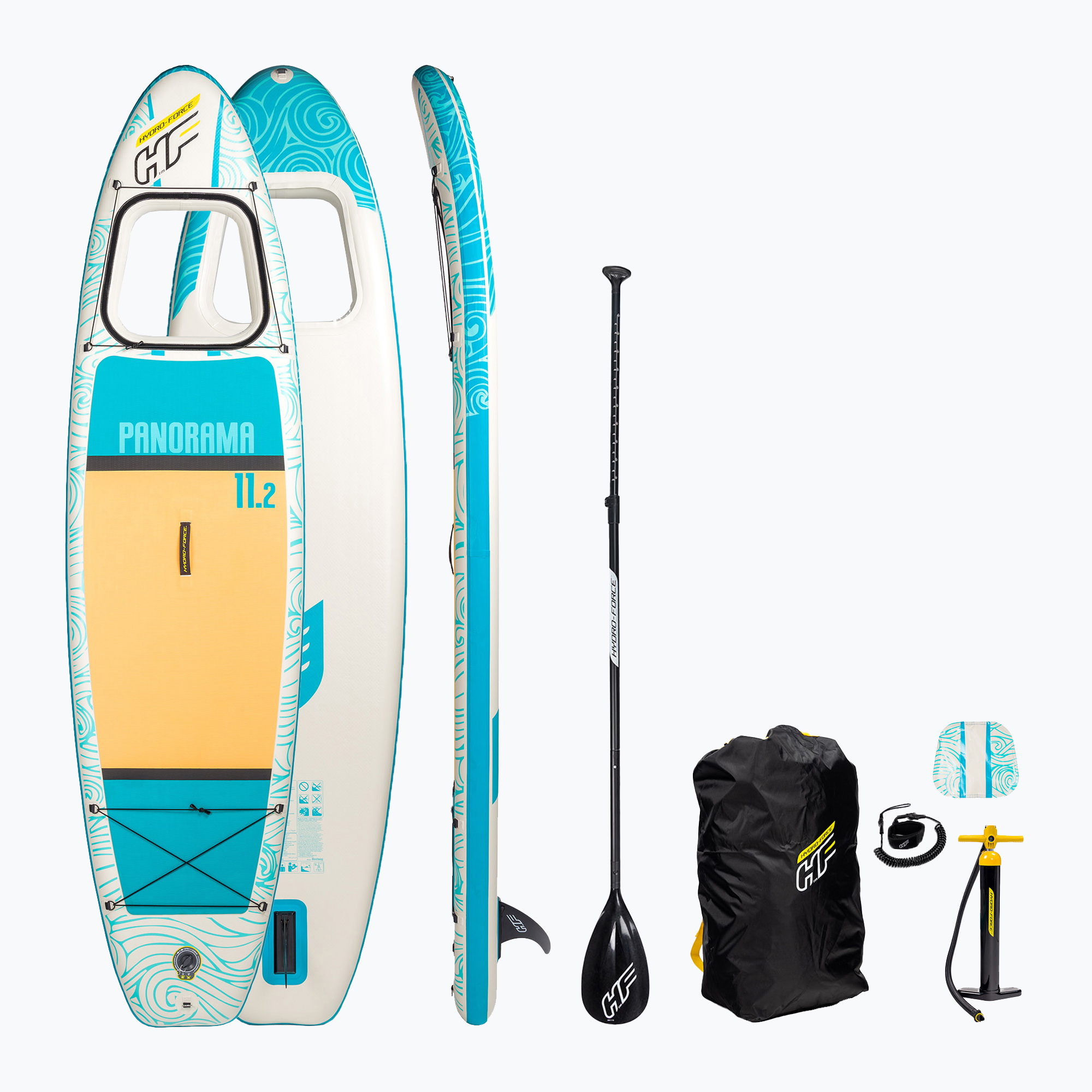 SUP deszka HYDRO-FORCE Panorama 11'2''x35''x6'' fehér-kék 65363. Méret: 11'2''  x  35''  x  6''