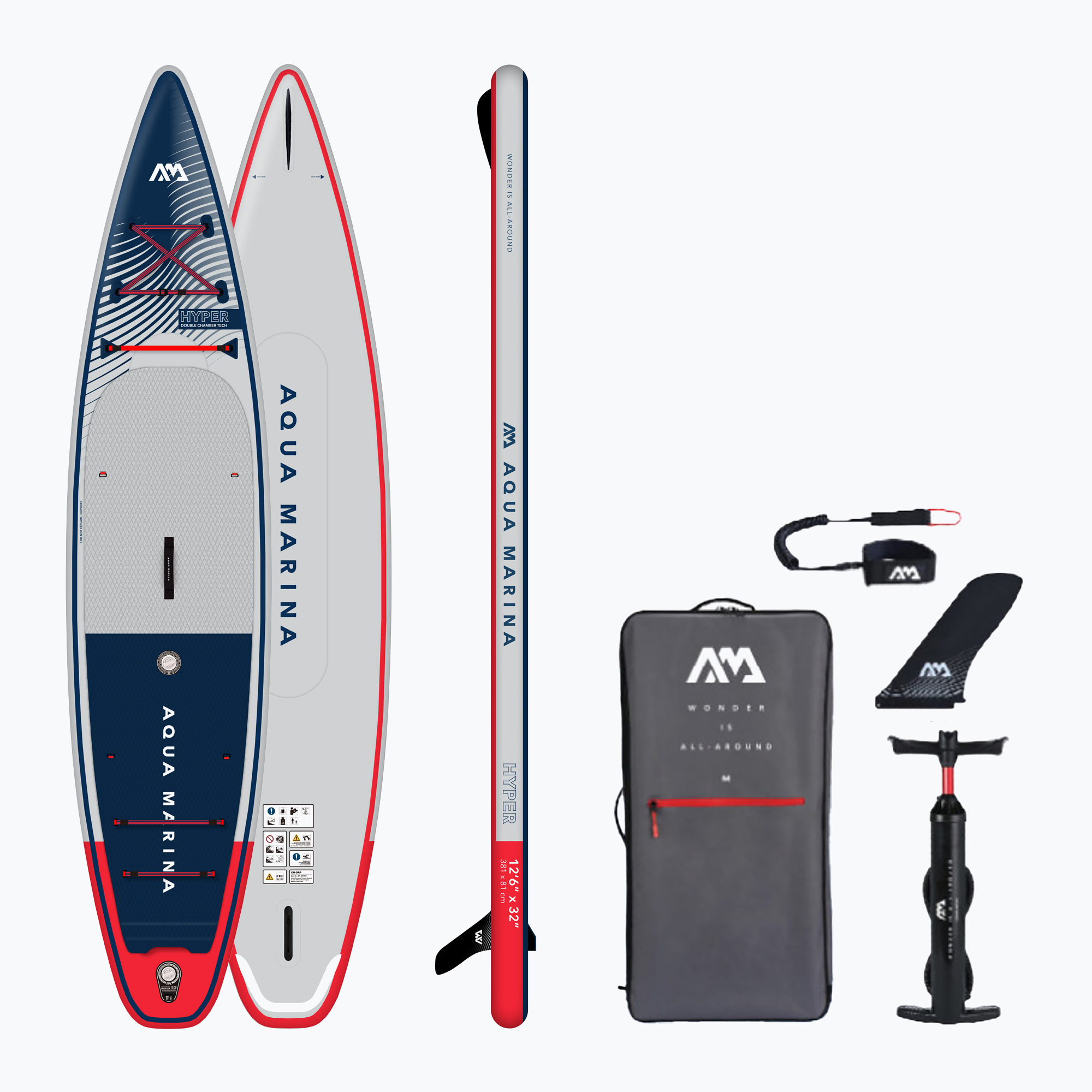 15%-kal olcsóbban.  Aqua Marina Hyper 12'6" SUP deszka szürke BT-23HY02. Méret: OS