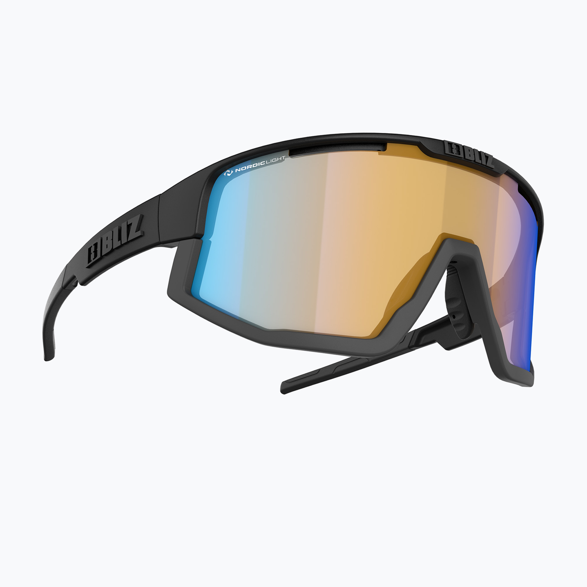 Bliz Vision Nano Optics Nordic Light S2 matt fekete/világos korall/narancs kék multi kerékpáros szemüveg. Méret: OS