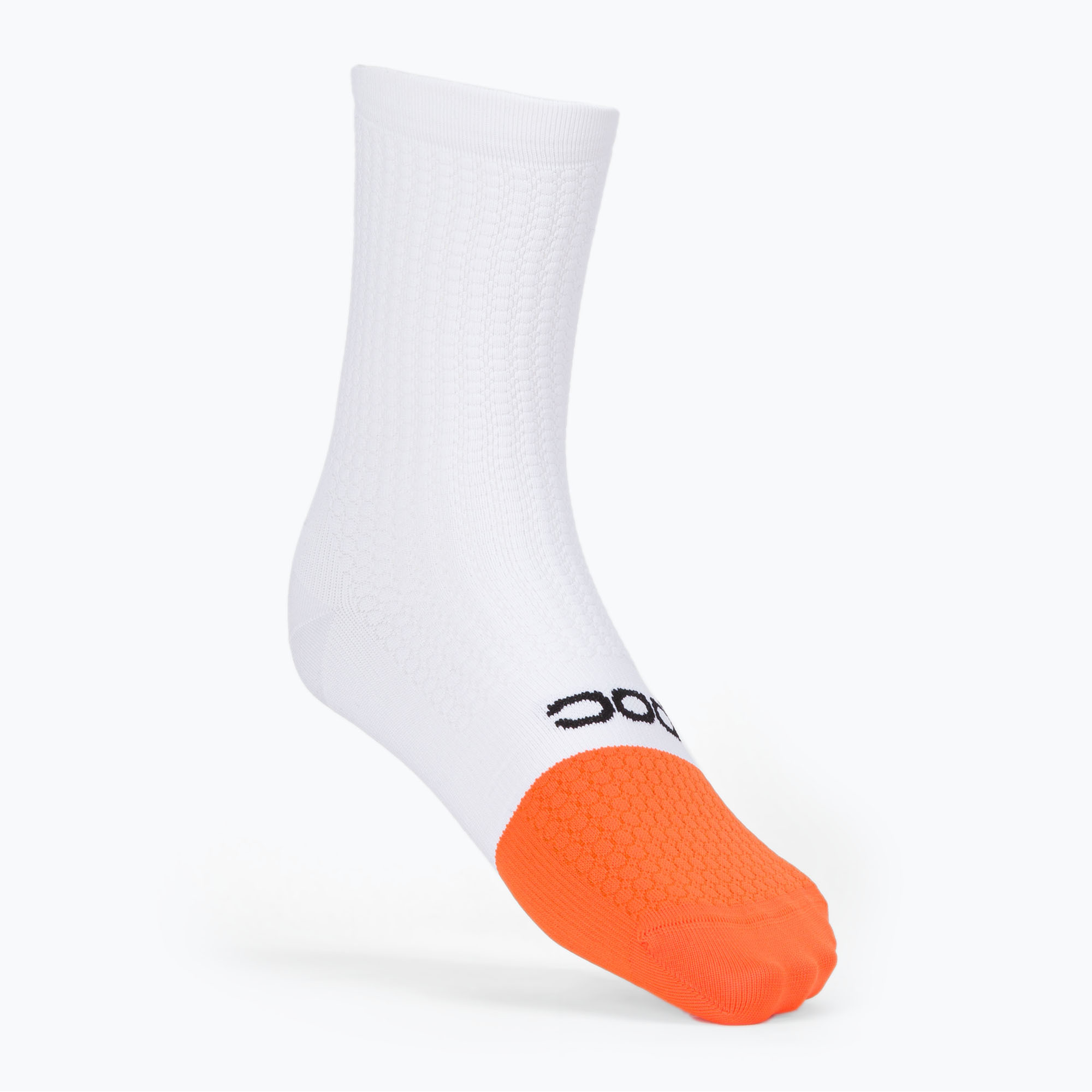 15%-kal olcsóbban.  Kerékpáros zokni POC Flair Mid hydrogen white/zink orange. Méret: 40-42 EU
