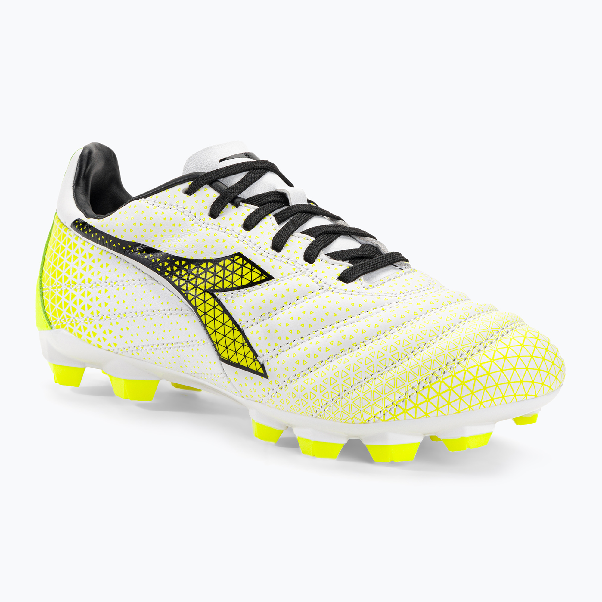 27%-kal olcsóbban.  Gyermek focicipő Diadora Brasil Elite GR LT LPU Y fehér/fekete/fluó sárga. Méret: 39 EU