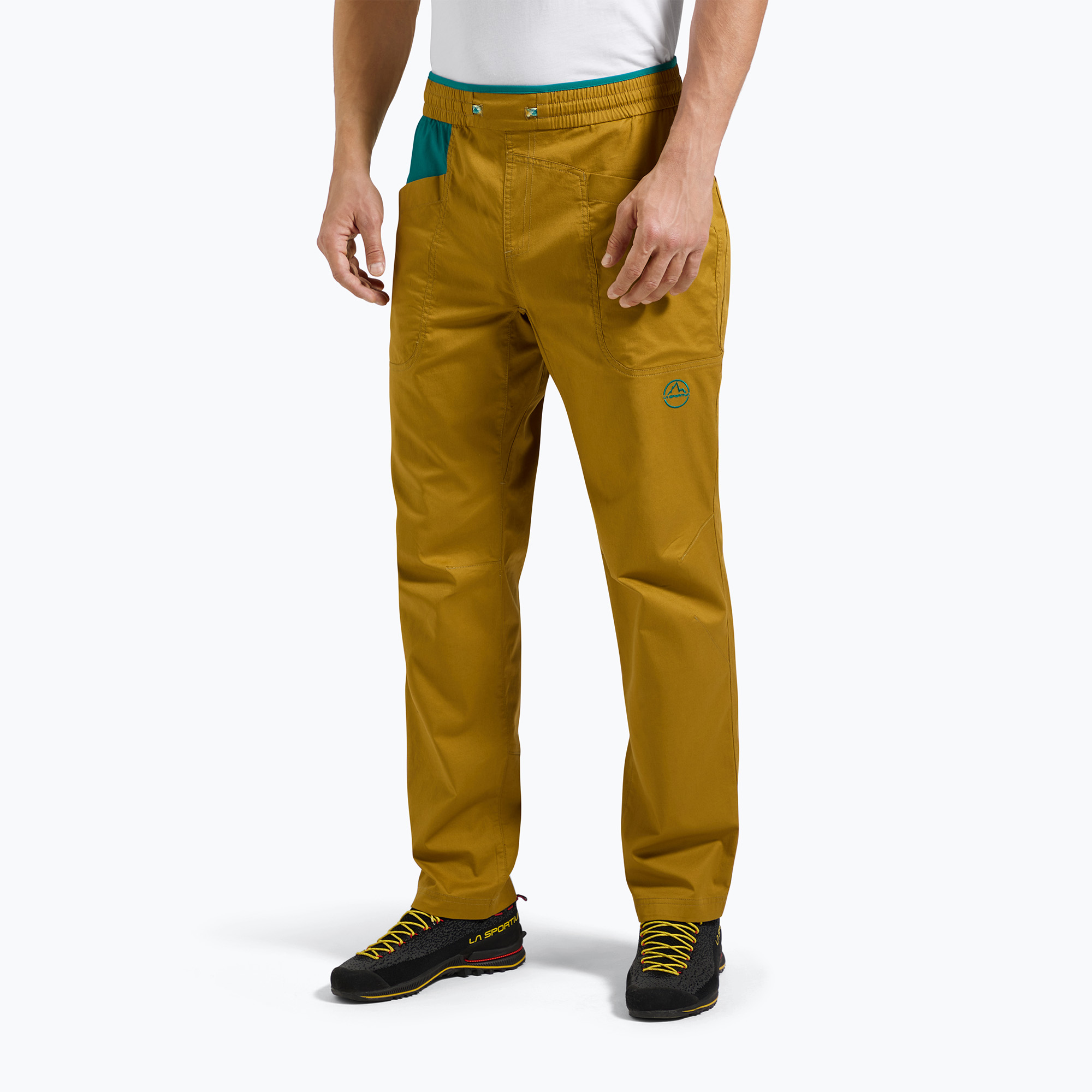 15%-kal olcsóbban.  Férfi La Sportiva Bolt savana/everglade hegymászónadrág. Méret: M