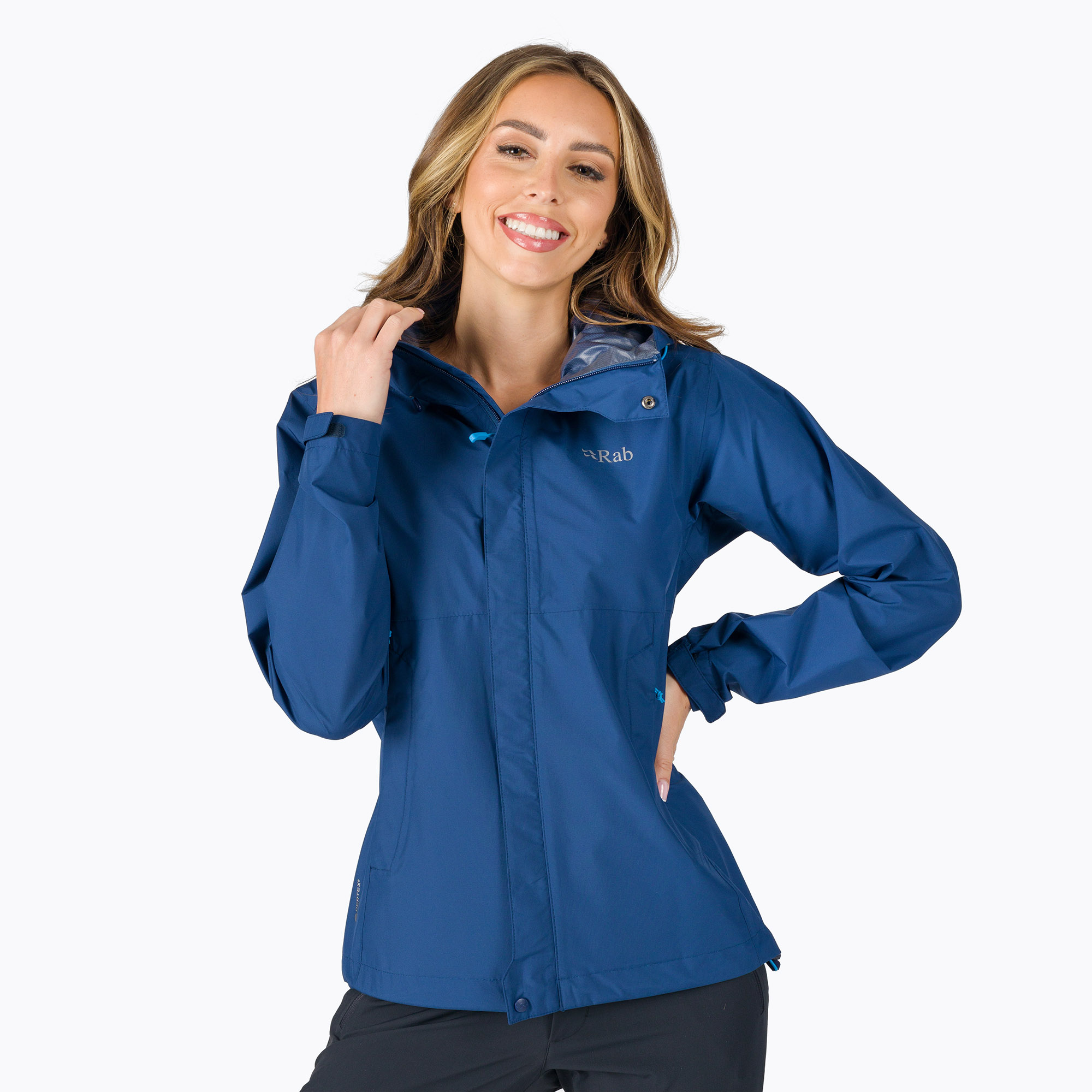 30%-kal olcsóbban.  Női esőkabát Rab Downpour Eco kék QWG-83-NB-08. Méret: 10