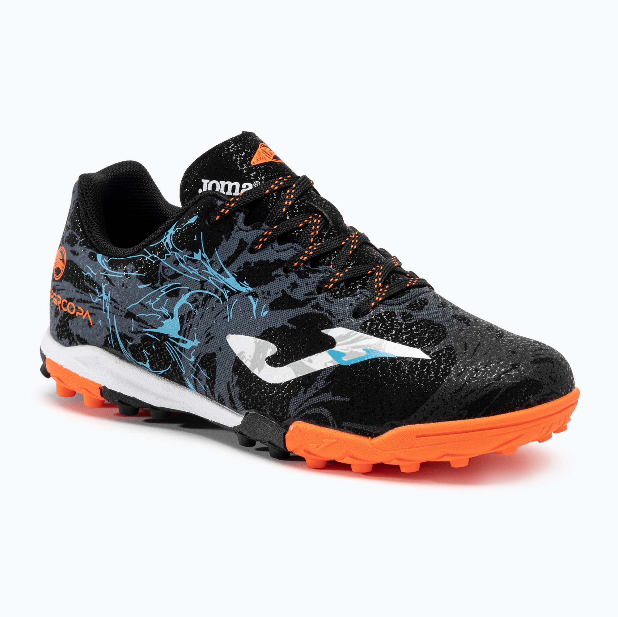 12%-kal olcsóbban.  Gyermek focicipő Joma Super Copa Jr TF black/turquoise. Méret: 36 EU
