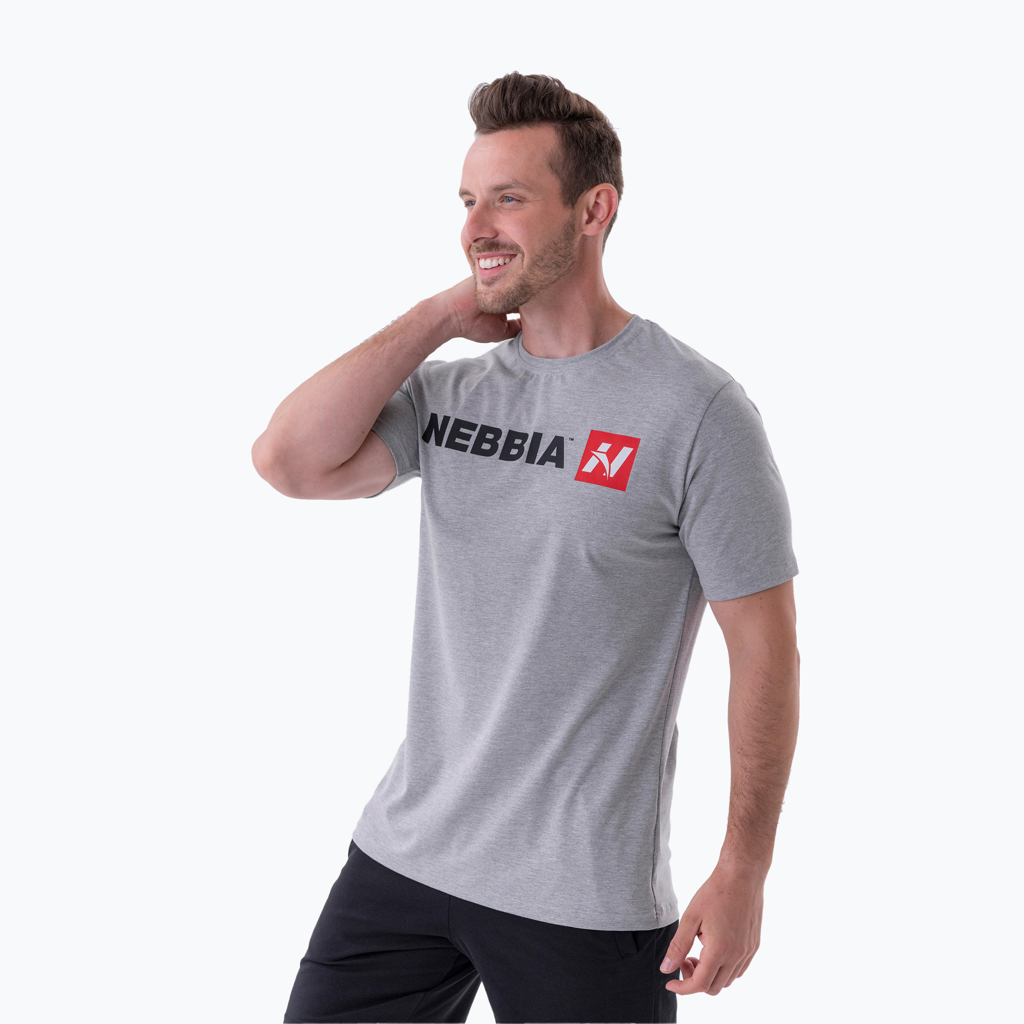 15%-kal olcsóbban.  Férfi tréning póló NEBBIA Red "N" világosszürke. Méret: XXL