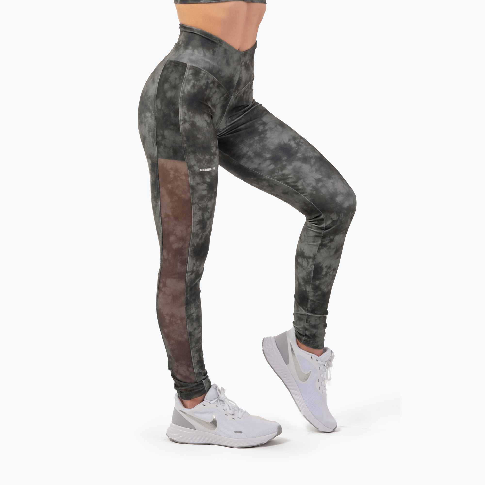 15%-kal olcsóbban.  Női edző leggings NEBBIA Mesh 'Breathe' terepszínű zöld. Méret: S