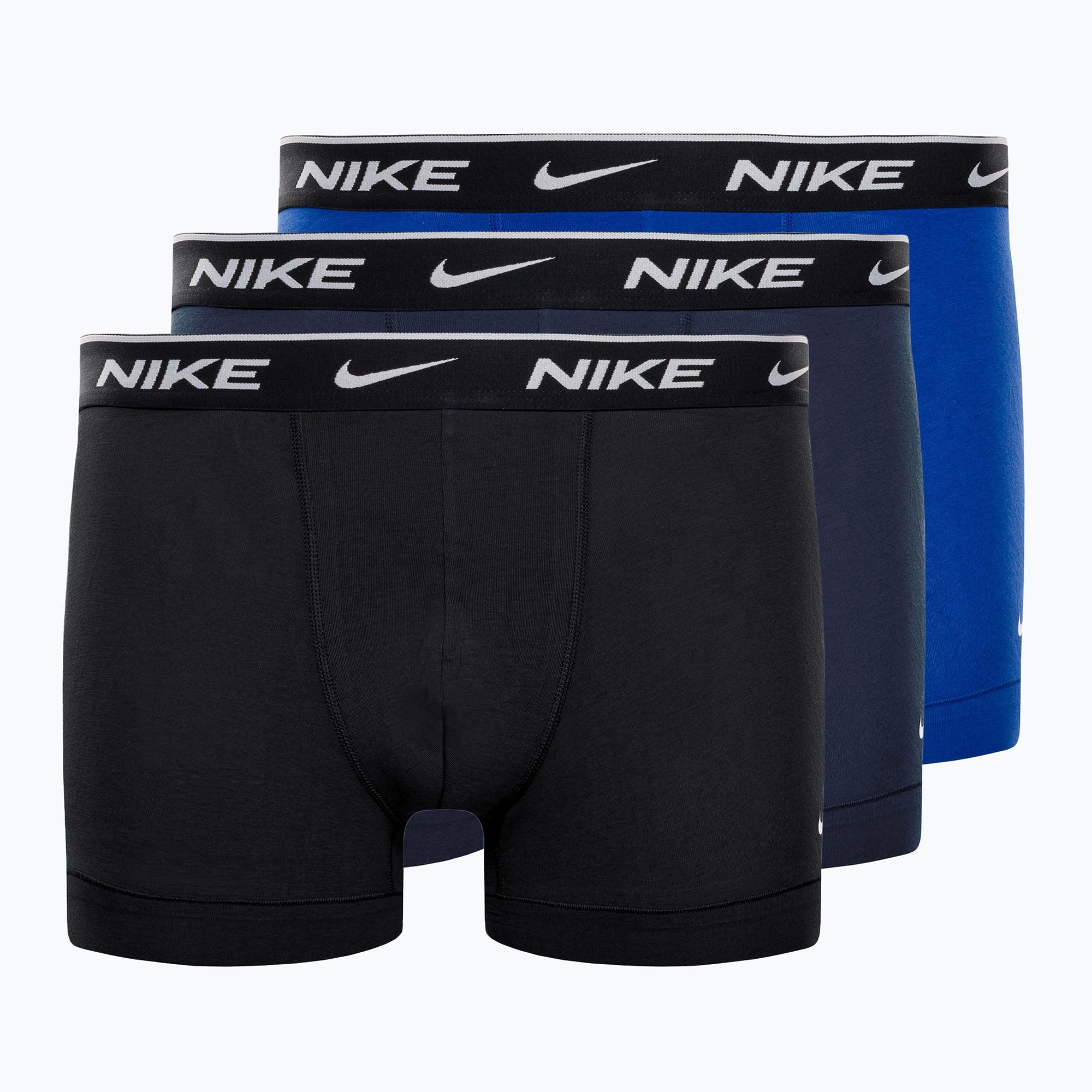 25%-kal olcsóbban.  Férfi boxeralsó Nike Everyday Cotton Stretch Trunk 3Pk UB1 obszidián / játék királyi / fekete. Méret: XS
