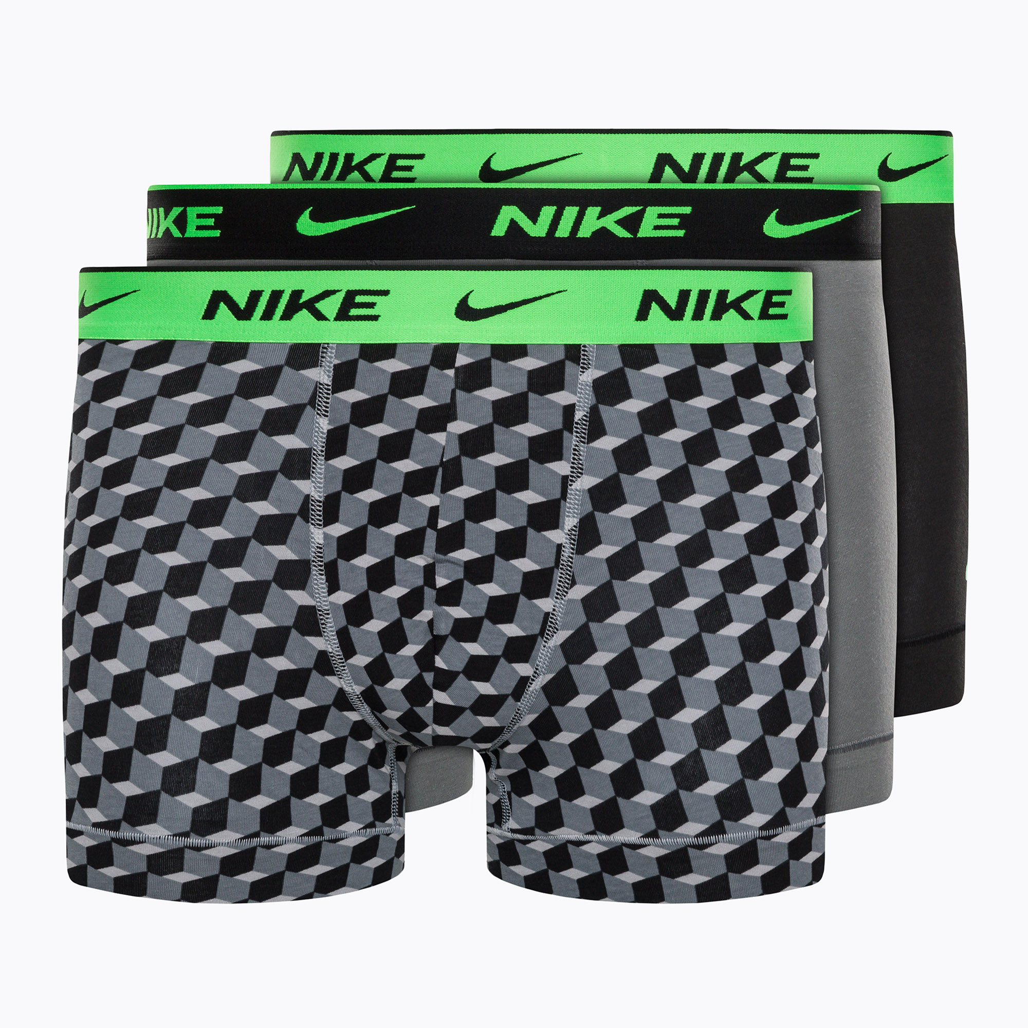 21%-kal olcsóbban.  Férfi boxeralsó Nike Everyday Cotton Stretch Trunk 3Pk BAU geo block print/hűvös szürke/fekete. Méret: XL
