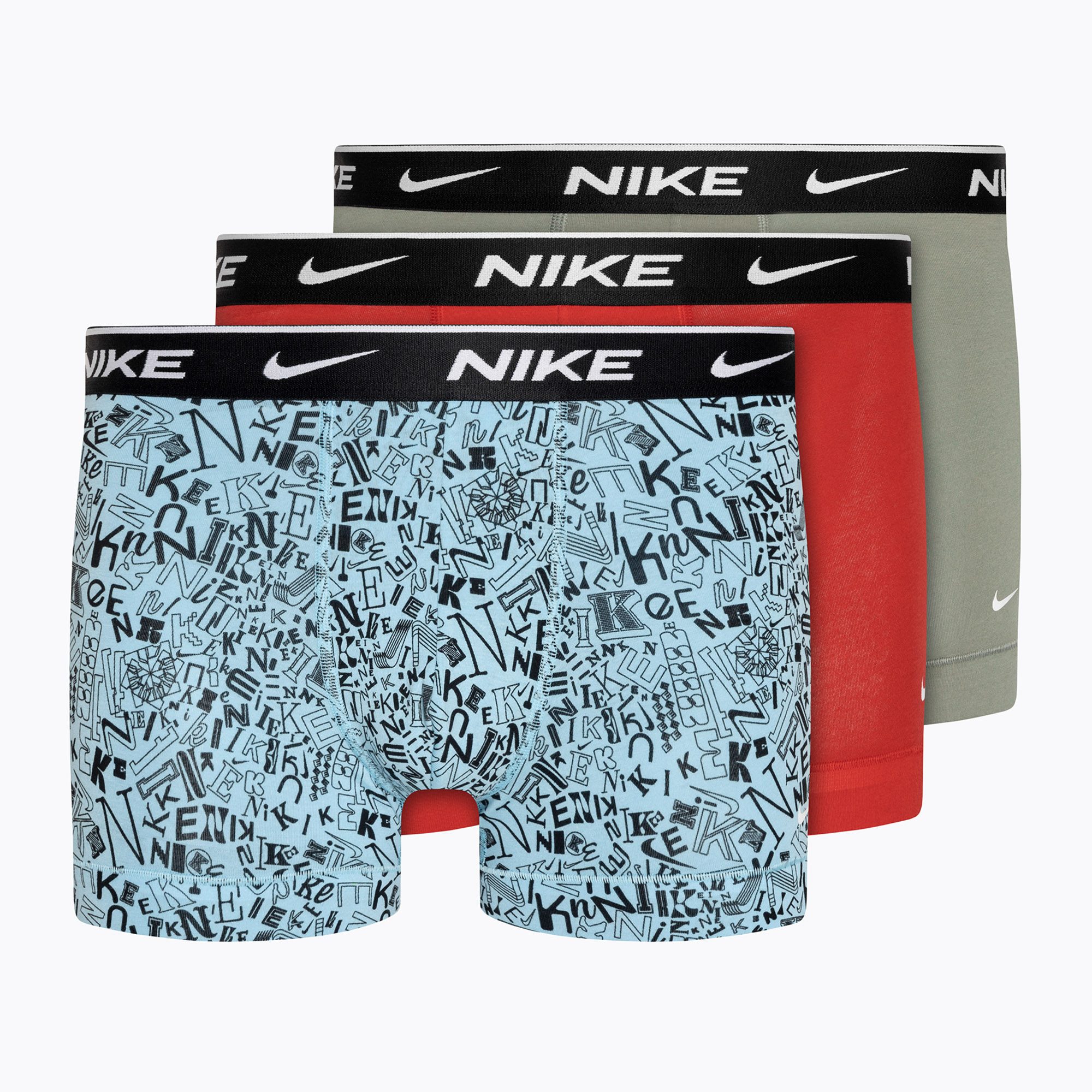 15%-kal olcsóbban.  Férfi boxeralsó Nike Everyday Cotton Stretch Trunk 3 pár aquarius blue lg print/grey/uni red