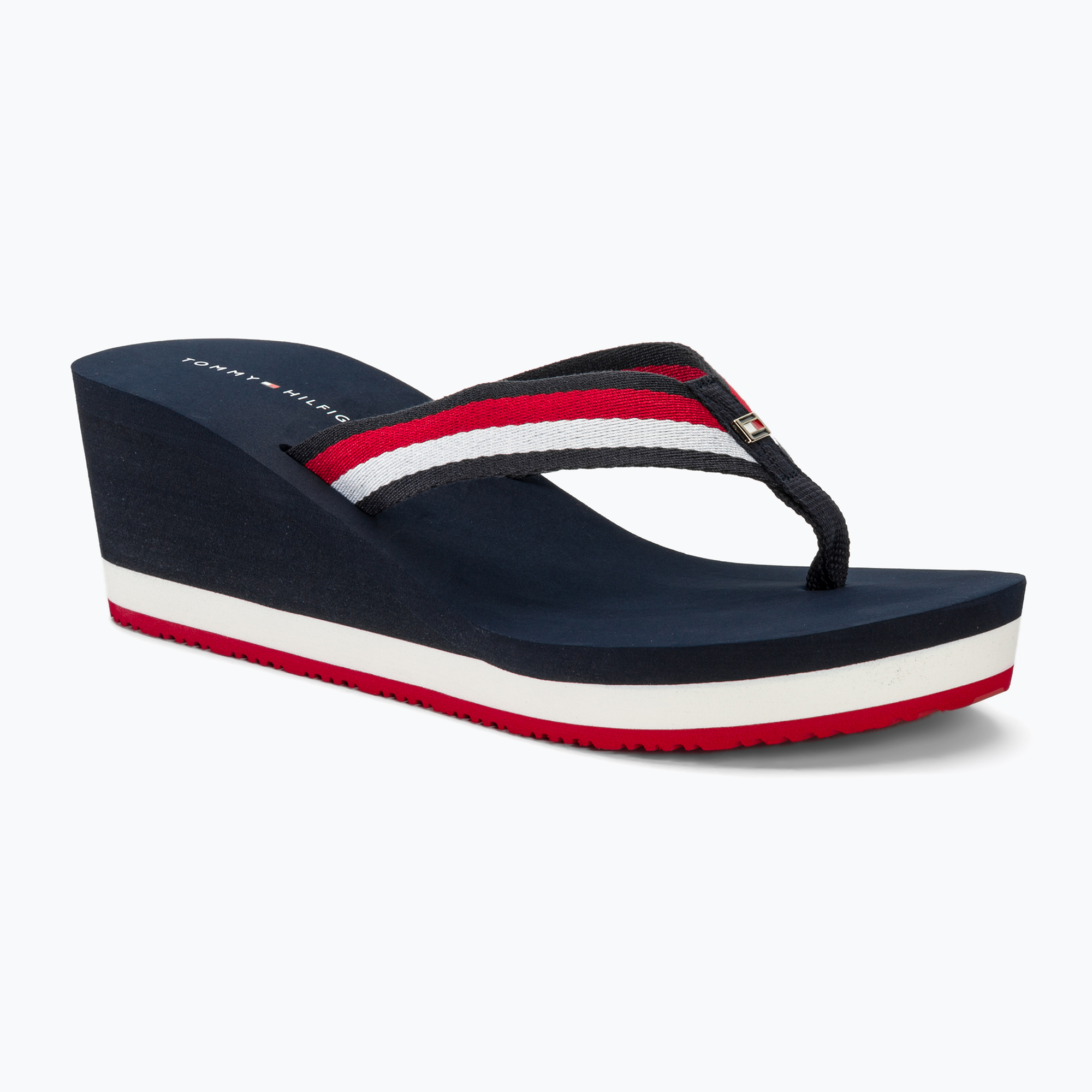 15%-kal olcsóbban.  női flip flop Tommy Hilfiger Corporate Wedge Beach Sandal red/white/blue