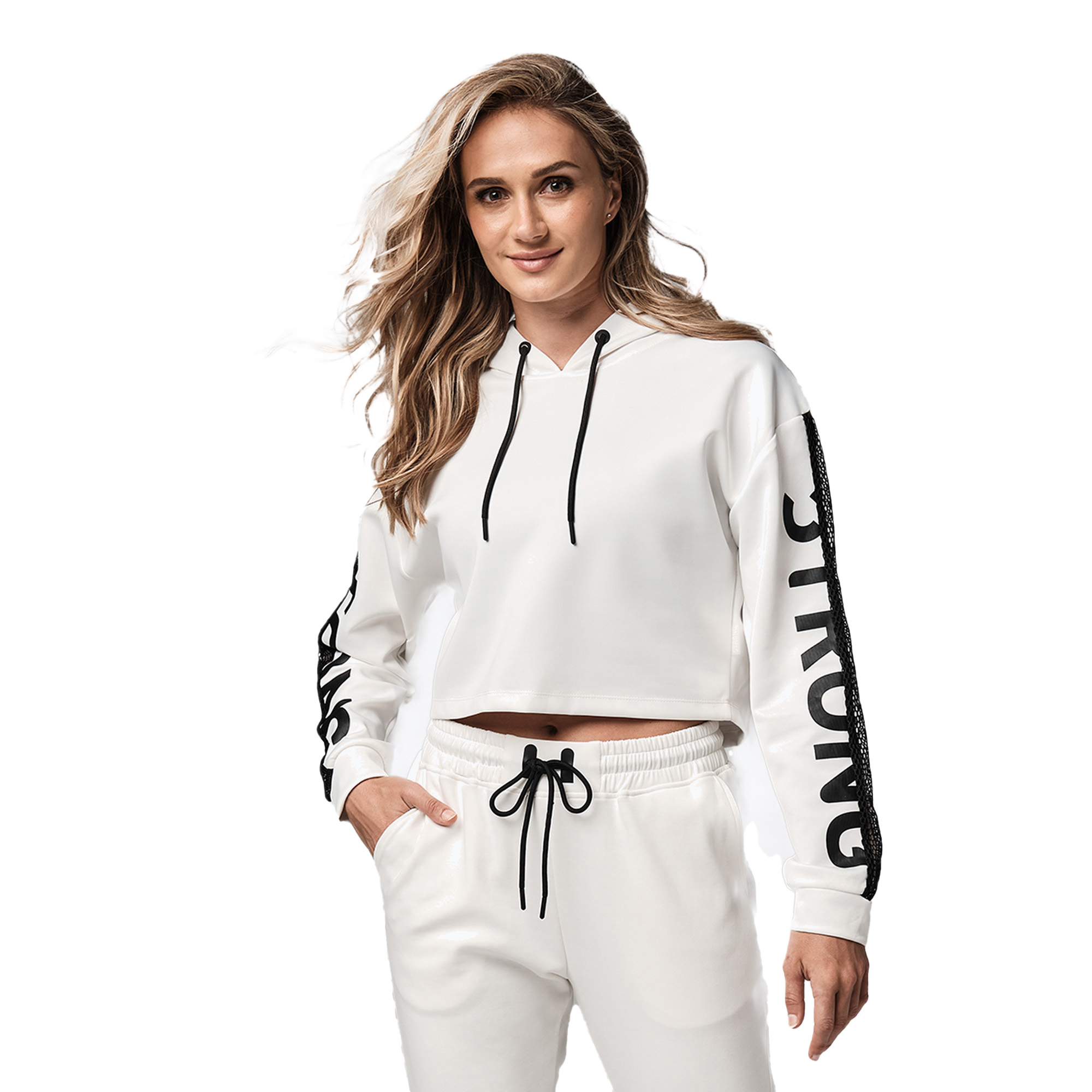 50%-kal olcsóbban.  Női STRONG ID márkás Crop pulóver fehér Z1T02502. Méret: L
