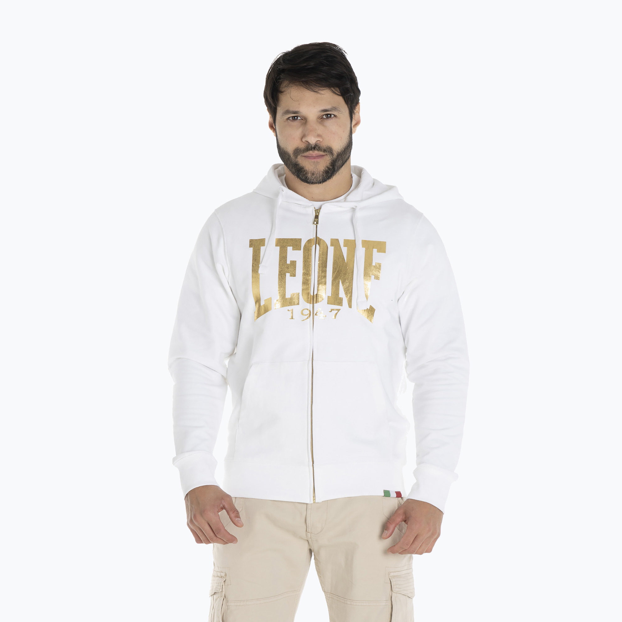 40%-kal olcsóbban.  Férfi pulóver LEONE 1947 Gold Hoody optic fehér