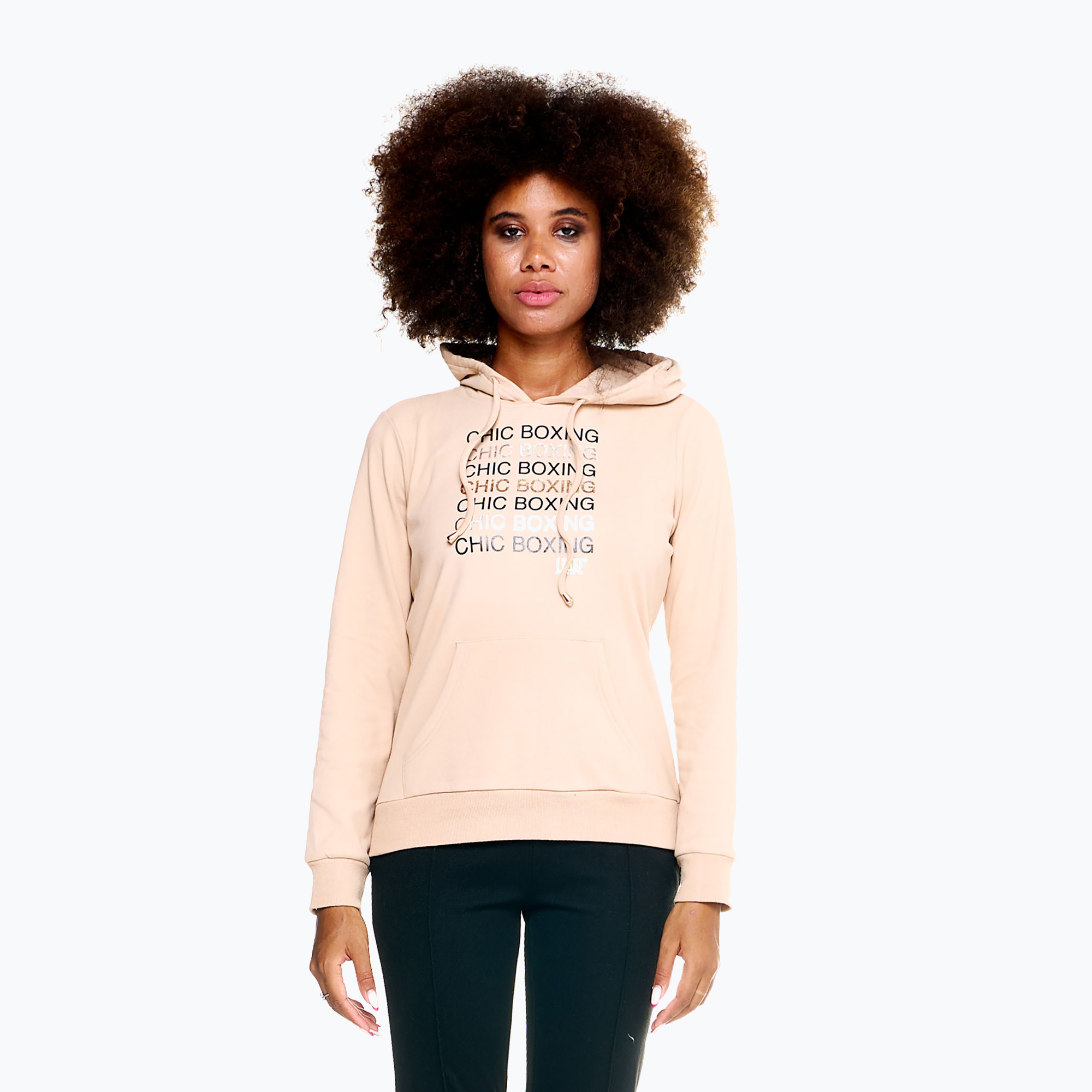 25%-kal olcsóbban.  Női pulóver LEONE 1947 Chic Boxing Hoody beige. Méret: M