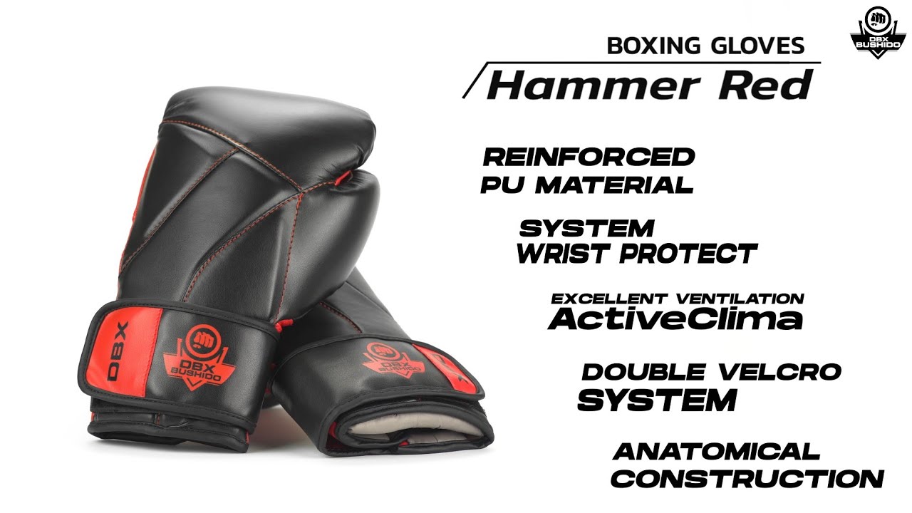 DBX BUSHIDO "Hammer - Red" Muay Thai bokszkesztyűk fekete/piros